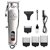 Profi Haarschneidemaschine für Herren - Akku, Kabellos, extrem fein - LCD - 4 Führungskämme für DIY Haar & Bartschnitt