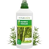 Purgrün® Bambusünger | Extra Stickstoff für kräftiges Wachstum | Spurennährstoffe für intensive Blattfärbung | Ergiebiges Konzentrat für ca 400 Liter Gießwasser | Premium-Flüssigdünger | 1 Liter