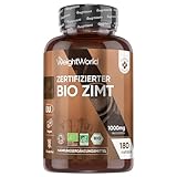 BIO Zimt Ceylon Kapseln - 1000mg Ceylon Zimt Gemahlen Pulver pro Tagesdosis - 180 Zimtkapseln für 3 Monate - Aus Sri Lanka - Frei von Gluten, Zusatzstoffe & Laktose - WeightWorld