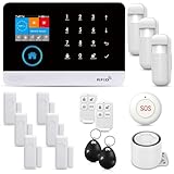 PGST GSM 4G/WLAN Wireless Home Einbrecher Alarmanlage Kit Tuya Smartlife APP, mit Sirene Fenster Türsensor Bewegungsmelder,Alarmanlagen fürs Haus Büro Real Time App Push, Works with Alexa