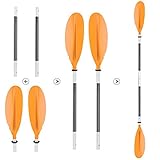 HEIMUNI Doppelpaddel Kajak Paddel mit Verstellbaren Paddelblätter, Kanu Paddel Aluminium Sup Doppelpaddel 220cm Stechpaddel Super Leicht für Schlauchboot, Kanadier Boot Ruderboot (Orange)