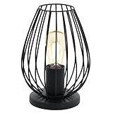 EGLO Tischlampe Newtown, 1 flammige Vintage Tischleuchte, Nachttischlampe aus Stahl, Farbe: Schwarz, Fassung: E27, inkl. Schalter