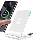 INIU Wireless Charger Stand, [Weiße, 15W] Induktive Ladestation Schnelles Qi Zertifiziert für iPhone 17 16 15 14 13 12 Pro Max Samsung Galaxy S23 S22 Google Pixel
