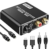 DA Wandler, TEAMPD 192KHz DAC Digital zu Analog Wandler Audio Konverter mit Lautstärkeregler, SPDIF Koaxial Toslink zu Analog Stereo L/R RCA 3,5 mm Klinke Konverter für PS5 PS4 Xbox HD DVD Blu-ray