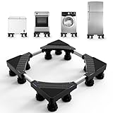 DEWEL 12 Füße Kühlschranksockel,podest für waschmaschine und trockner,Untergestell für Waschmaschine,Bärenlast 500kg,Geeignet für Kühlschränke,Waschmaschinen,Breite:46-60cm/Höhe 9cm-13cm(Schwarz)