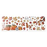 42 Blatt Herbst-Fensteraufkleber, 90x30cm Kürbis- und Ahornblätter Bedruckt Fensteraufkleber Thanksgiving-Aufkleber für das Home Office Klassenzimmer
