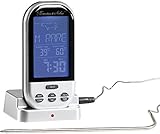 Rosenstein & Söhne Grill Funk Thermometer: Funk-Brat-/Grillthermometer, externes XXL-Display, 8 Fleischsorten (Bratenthermometer, Fleischthermometer, Digitales)
