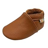 YALION Baby Weiche Leder Lauflernschuhe Junge Krabbelschuhe Mädchen Hausschuhe Lederpuschen Multi-Stile, 20-21 EU, Hellbraun