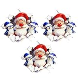 3Stk Weihnachtsmann Mauers Brechen Wandtattoo | 3D Weihnachtsmann Wandaufkleber | Cartoon Selbstklebend Weihnachtsman Wandtattoo | Lustige Wandaufkleber Aufbrechen Weihnachts Deko für Zuhause
