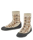 FALKE Unisex Kinder Hausschuh-Socken Checked Cosyshoe, Wolle, 1 Paar, Beige (Sand Melange 4651), 35-36