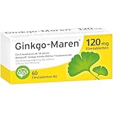 Ginkgo-Maren 120mg Tabletten: Hochdosierter Ginkgo biloba Extrakt zur Unterstützung von Gedächtnis & Konzentration, Pflanzliches Arzneimittel zur Förderung der Durchblutung im Gehirn, 60 Stück