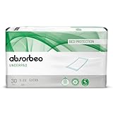 Absorbeo EXTRA Bettschutzunterlagen 30 Stück, Super Dry Effekt, Komplettschutz, Hypoallergen, Vollständig Atmungsaktiv, Größe 60 X 90 cm