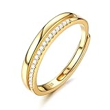 Adramata Ring Silber 925 Damen Verstellbar Verlobungsring Eheringe Engagement Ringe Frauen Stapeln Daumenring Einfache Band Ring Gold Rosegold Silber Ring für Damen Schmuck Geschenke für Frauen