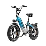 E Bike elektrofahrräder herren damen, Ebike 48V 20Ah(960Wh) Akku bis 120km, 20x4 Zoll electric bike 7-Gang Getriebe mit LCD-Display,Vollfederung E fahrrad 250W Motor 90 N.m 25km/h, AZ20 Blaugrau