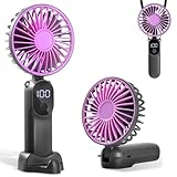 CNMTCCO Handventilator, Tragbarer Mini Ventilator mit 6 Geschwindigkeiten & LED-Anzeige, Wiederaufladbar & Faltbar, USB-Ventilator für Büro, Reisen, Camping, Outdoor, Dunkelblau
