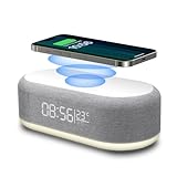 PDKUAI 4 in 1 Wecker Digital mit Ladestation,15W Kabelloses Schnell Ladegerät für iPhone/Samsung/Pixel,LED-Display mit Temperatur,Alarm Clock 3 dimmbares Nachtlicht und USB-Ladegerät (weiß)