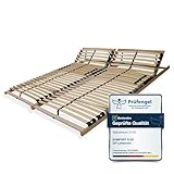 Sleepneo Lattenrost 160x200, Kopfteil verstellbar, Ergonomischer 7-Zonen-Lattenrost, Buchenholz, 28 Latten, Selbstmontage, hohe Traglast bis 150Kg