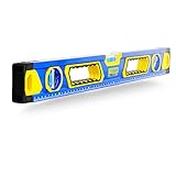 S&R Aluminium Wasserwaage - magnetisch mit 3 stoßfesten Libellen: Waagerechte/Senkrechte / 45 Grad, gut lesbare cm Skala, 0,5 mm/m präzise Genauigkeitsklasse 1, Anti-Stoß-Endkappen (60 cm)
