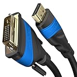 KabelDirekt – HDMI DVI Adapter Kabel mit A.I.S. Schirmung gegen Störsignale – 2m (bi-direktionales DVI-D 24+1/HDMI Monitor Kabel, HDMI-Gerät an DVI-Monitor anschließen oder umgekehrt, Full HD/1080p)