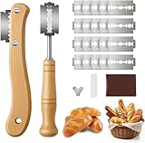 mobumeia Bäckermesser 3er Set, Dänischer Schneebesen Teigmesser mit 20 Ersatzklingen für Gerade und Geschwungene Schnitte zum Brotbacken, Brotmesser zum Einschneiden von Baguette, Brötch, Backen