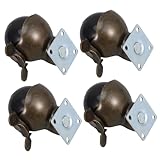 SOPOTUTU 4 Stück Teiliges Ball lenkrollen mit Bremse Drehbare Möbelrollen aus Antikem Bronze für Büro Heimgebrauch Geeignet für Teppichboden und Niedrigen Flor Stabile Plattengleiter