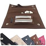 Tabaktasche used Leather touch Tabakbeutel für Drehtabak mit Fächern für Filter Blättchen Feuerzeug (2.) cognac double)