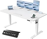 JUMMICO Höhenverstellbarer Schreibtisch mit USB-Ladeanschluss 160 x 70 cm, Schreibtisch Höhenverstellbar Elektrisch, Steh-Sitz Tisch Stehpult Verstellbarer Computertisch,Standing Desk,Weiß
