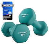 SONGMICS Hanteln, 2er Set, 2 x 3 kg, Hantelset, Kurzhanteln, Hexagon, Neopren-Beschichtung, Krafttraining, Workout, Fitnesstraining, für Zuhause, aquamarinblau SYL906Q01