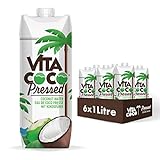 Vita Coco - gepresstes Kokoswasser 6x1L, natürlich hydrierend mit Wasser, Kokoswasserkonzentrat, Kokosnusspüree, Fructose (