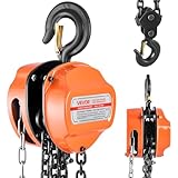 VEVOR Kettenzug mit 3 T Traglast, Handkettenzug, 6 m Hubhöhe, Hebezug mit G80-Kette, Hochleistungs-Flaschenzug, manuelle Hebezeuge, Kettenflaschenzug für Garagen, Lager, Automobilmaschinen, Orange