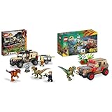 LEGO 76951 Jurassic World Pyroraptor & Dilophosaurus Transport & 76958 Jurassic Park Hinterhalt des Dilophosaurus, Dinosaurier Spielzeug Set mit Figur und Jeep für Kinder ab 6 Jahren