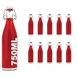 2,4,6 oder 10 x 750ml Bügelflasche Bügelverschlussflasche leere Glasflasche mit Bügelverschluss Weinflasche Schnapsflasche Essig Öl Glasflaschen 0,75L von slkfactory (10 Stück)