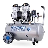 HYUNDAI Silent Kompressor SAC55753 (Druckluftkompressor leise, ölfrei, Flüsterkompressor Compressor flüsterleise 59dB, 50L Kessel, 8bar, 1.5kW, Öl-Wasserabscheider, Ansaugleistung 232 L/Min)