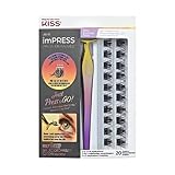 KISS imPRESS Falsies Press On Lashes Selbstklebende Wimpern 1-Step, Glam Volume, Schwarz, Kein Kleber erforderlich, Wimpernverlängerung DIY, 20 Wimpernbüschel und Applikator – Spiky