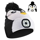 APODESS Kinder Mütze mit Led Licht Wintermütze Kinder Led Mütze USB Wiederaufladbare 4 LED Lampe Winter Warme Stirnlampe Strickmütze Leuchtmütze Kinder Geschenkideen Weihnachten für Jungen Mädchen