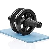 BODYMATE AB Roller Classic, Bauchtrainer zur Stärkung der Core-Muskulatur, Fitnessgerät für Zuhause, Bauchmuskeltrainer inkl. Kniepad, 28 x 16 cm (L x Ø), in Schwarz