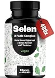 Selen hochdosiert 3-Fach-Komplex - 400 Tabletten - 200µg Selen aus drei Quellen, hohe Bioverfügbarkeit - Selenhefe, Selenmethionin, Natriumselenit - Laborgeprüft - vegan & produziert in Deutschland