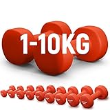 NEOLYMP 2er Set rutschfeste Neopren Hanteln 1kg mit Stahlkern, Hantelset mit sechseckiger Form ohne Wegrollen - Kurzhanteln, Gymnastikhanteln