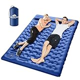 Arlierss Isomatte Camping Selbstaufblasend,Isomatte 2 Personen 200x140cm mit Eingebauter Pumpe, Verdickte Schlafmatte Outdoor mit Kissen für Wandern, Outdoor, Reise, Wandern, Strand-Blau