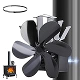 JossaColar Ofenventilator Kaminventilator Magnetisch | 6 Klingen Ofenrohr Ventilator | Verstellbarer Sockel, Geeignet für Kamin- und Ofenrohr | Kamin Ventilator inkl. Magnetisches Thermometer