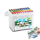 Zuasdvnk Filzstifte zum Ausmalen | 60 x Filzstifte mit doppelter Spitze, feine Spitze und geruchsfreier Pinsel für Schule, Haus, Kindergarten, Schulbedarf und Studenten