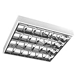 GTV - LED Rasterleuchte 4x60cm T8 Anbau - Leuchten Rasteranbauleuchte Stahlblech vorverdrahtet für Led Röhren Büroleuchte Deckenleuchte Deckenlampe Bürolampe (Ohne Leuchtmittel)