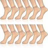 Geyoga 12 Paar Durchsichtige Söckchen Transparente Nylon Socken (Hautfarbe, M)