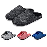 LK LEKUNI Hausschuhe Herren Damen Pantoffeln Filzpantoffeln Memory Foam rutschfest Puschen Plüsch Wasserdicht Bequem Schwarz 40-41