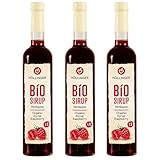 Höllinger Bio Himbeer Sirup - Vegan, 3x500ml Glas Flasche - beerige Erfrischung