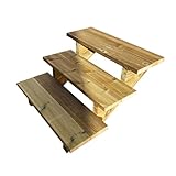 Außentreppe Holz, 2 bis 7 Stufen, fertiges Set, Gartentreppe aus Holz, für Garten, Balkon und Terrasse (3 Stufen ohne Setzstufen,80 cm)