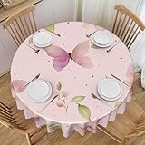 ZALXOZYL Rundes Wachstuch, 152,4 cm (60 Zoll), [Cartoon], Spitzenrand, Schmutzabweisend, Maschinenwaschbar, für Partys, Hochzeiten, Heimdekoration Color Diameter 60In