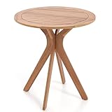 COSTWAY Gartentisch wetterfest, Ø 70 cm runder Holztisch, Beistelltisch aus Akazienholz, Balkontisch, Bistrotisch für Garten, Balkon, Terrasse, 70 x 70 x 76 cm