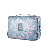 Chirest Reise Kulturbeutel, Flamingo Make up Kosmetik Organizer-Tasche für Frauen und Mädchen, Badezimmer und Dusch Organizer Tasche, wasserdicht (blau)