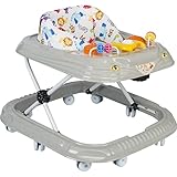 Royalde Baby Walker Lauflernhilfe Lauflernwagen Kindersitz mit Spielzeug Höhenverstellbar Gehwagen Gehfrei Grau